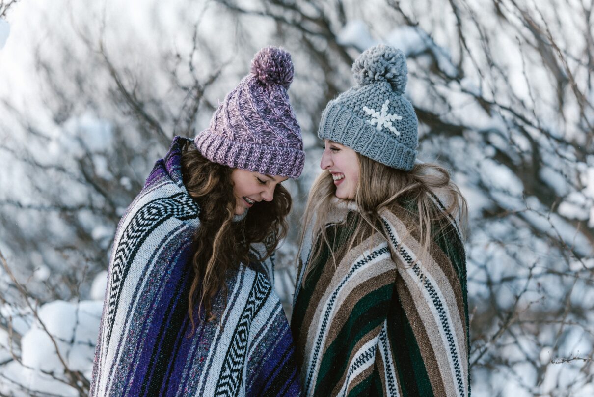 Healthy girls in winter