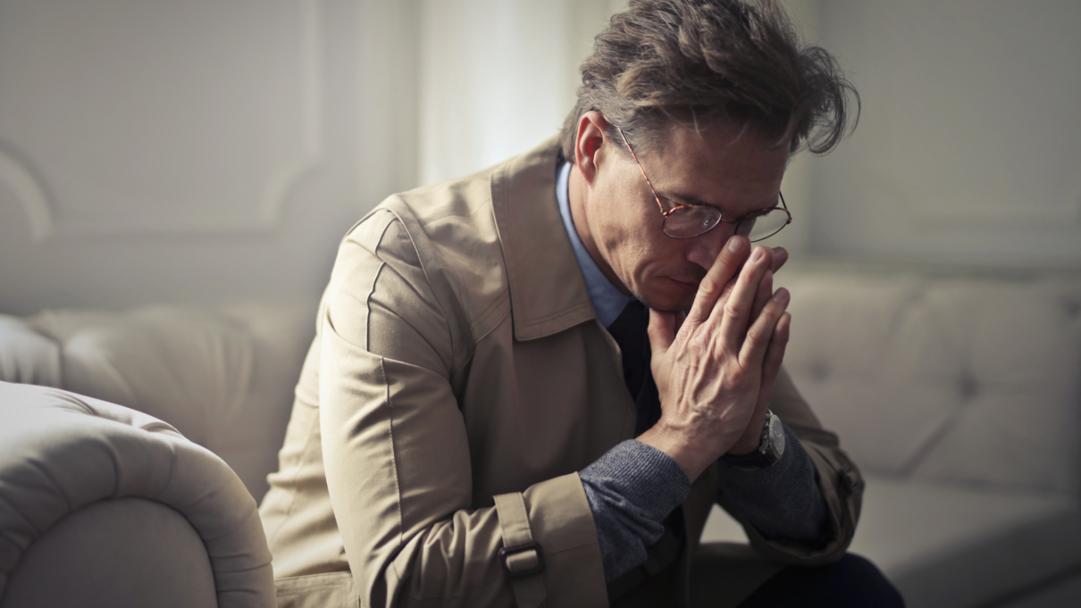 man suffering from seasonal affective disorder